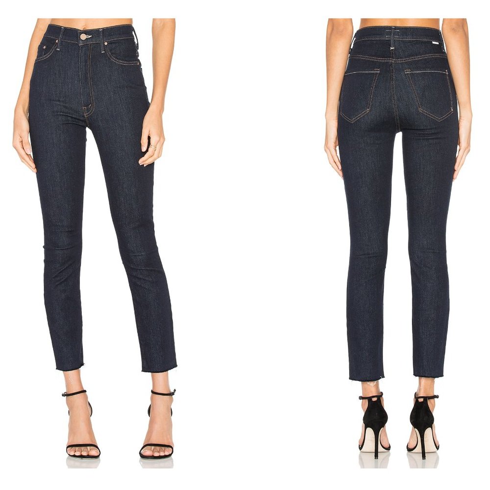 Mother Denim Swooner Crop Fray Dark Wash size 27